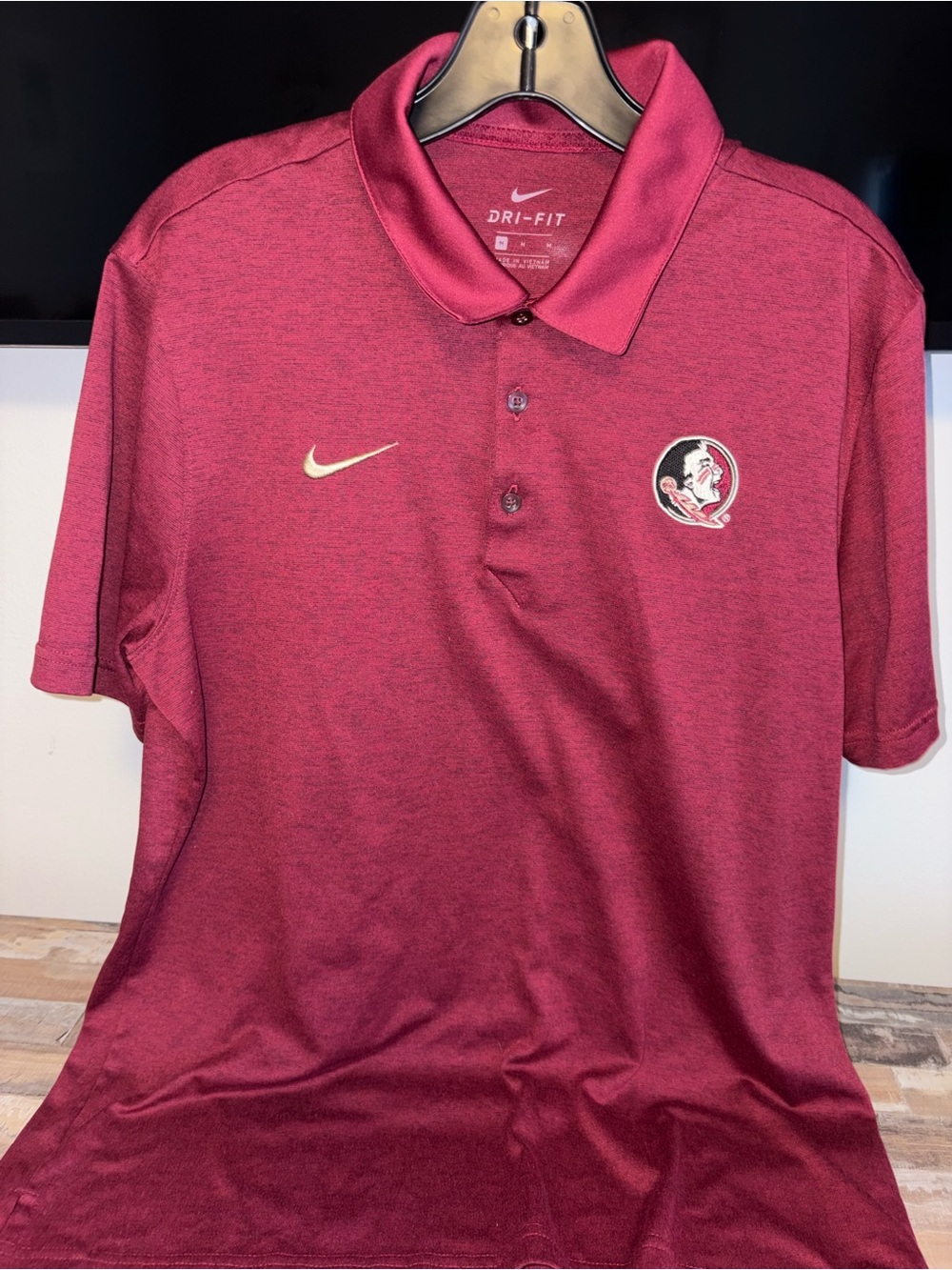 Nike Men's Polo with Seminoles Logo and Gold Swoosh, Size M